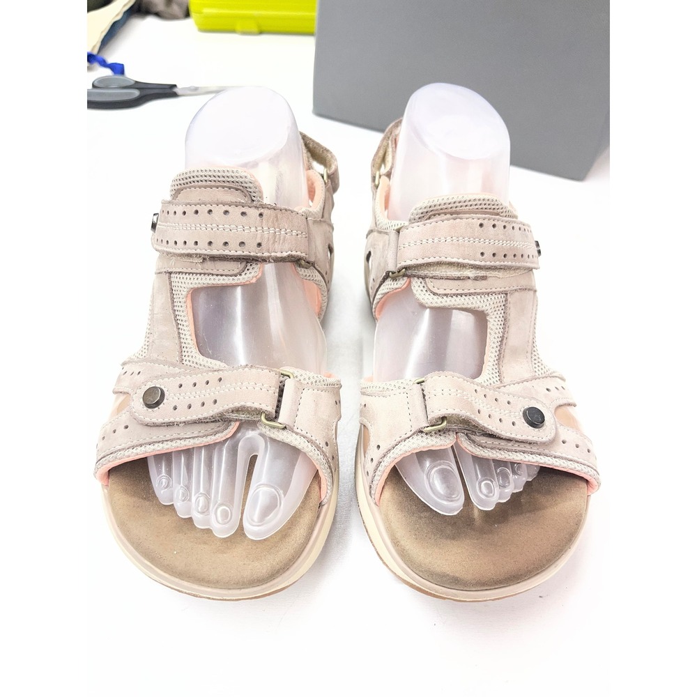 SAS Nudu Taupe Leather Comfort Walking Sandals Womens 7.5 WW Wide Width
